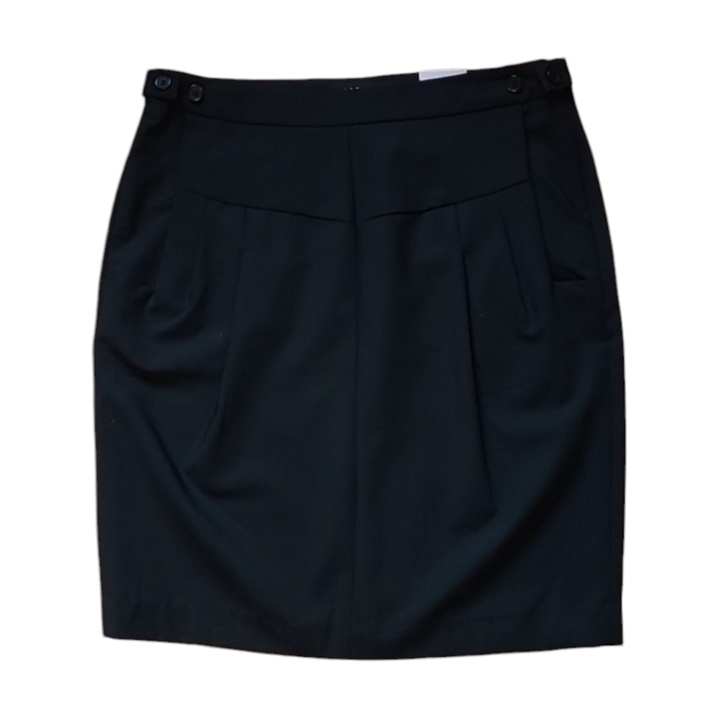 NWT Wool Mini Skirt Tailored Pencil Ispiri Black Dark Academia Quiet Luxury